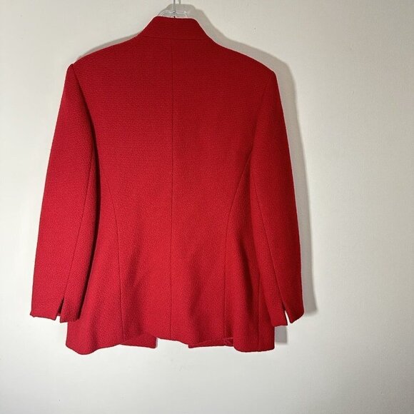 Vintage Talbots 100% Wool Blazer Jacket Women's Size 10 Petite Red Textured - Picture 3 of 6